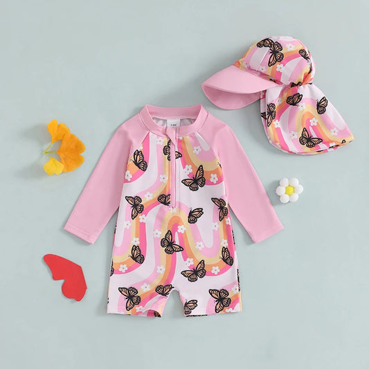 Swimwear -  Floral  Print Half Zipper Non-Pilling Rash Guard