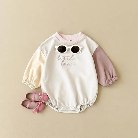 Romper - Long Sleeve Bodysuit Cute Print (Little Love-Pink)