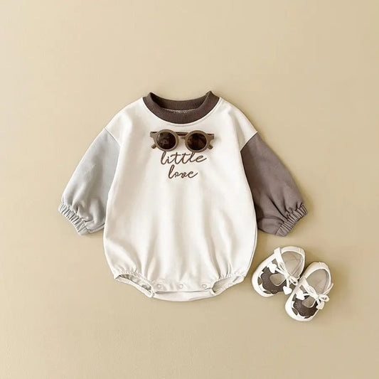 Romper - Long Sleeve Bodysuit Cute Print (Little Love-Brown)